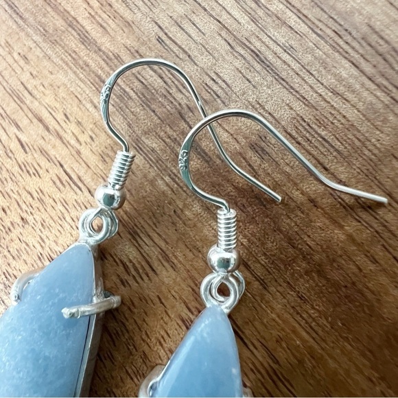 Angelite Pendant and Earrings Set Solid Sterling Silver 925 Handmade New - Picture 10 of 11